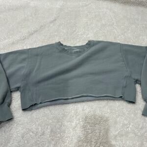 Aritzia Womens TNA Cozy AF Cropped Sweater in Light Blue Sz 1 Clean Minimalist